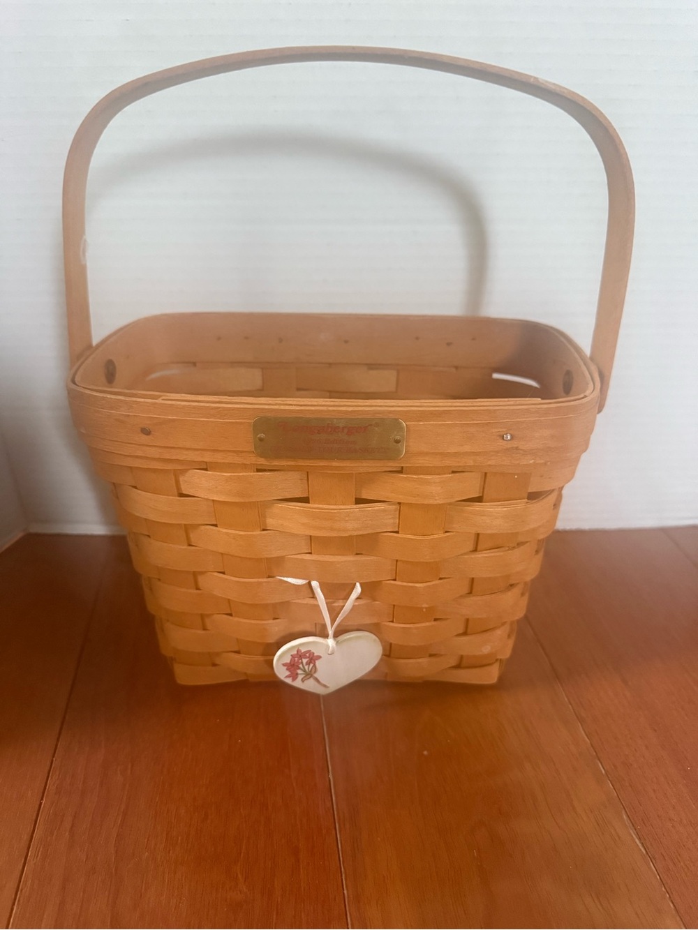 Vintage Longaberger Dresden Tour Basket With Swing Handle Brass Plate